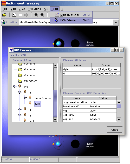 Viewing the document tree